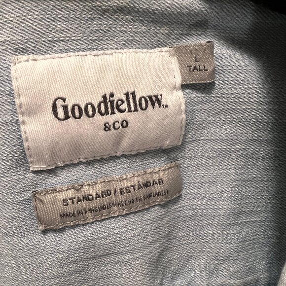Goodfellow Men's Denim Shirt Light Wash CUSTOM TAILORED SLIM L Tall - Picture 4 of 4